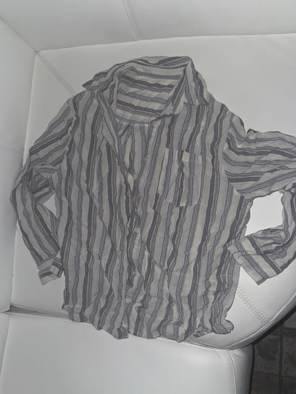 Striped Lightweight Button-Up Shirt